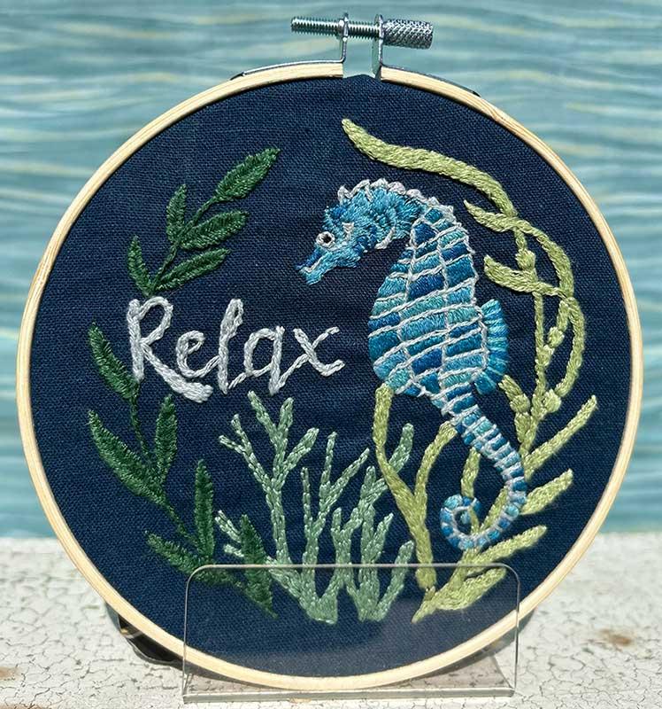 Embr Kit Seaside Seahorse G DSS 026 Deb Strain Stitchs#1