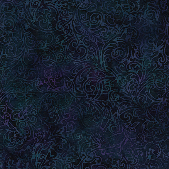 Midnight Glow Flourish Swirl-Blue Navy 112210585 / Island Batik