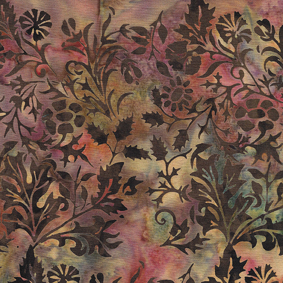 Morris Tiles - Mixed Floral-Multi Red Teal Gold