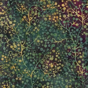 Flowing Meadow - Vine Dot Multi Green Purple Mardi Gras