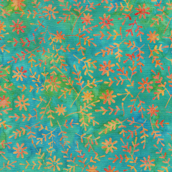 Daisy May - Sprig With Small Daisy-Multi Blue Green Marbles