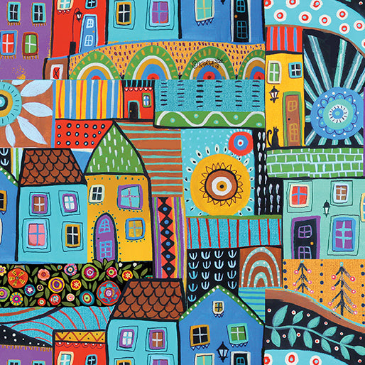 Folktown Allover MultiColor Houses