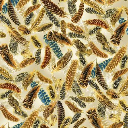Gilded Feathers Cream 14034M-07