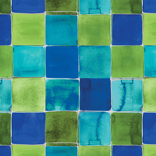 Prismatics - Watercolor Squares Turq./Multi