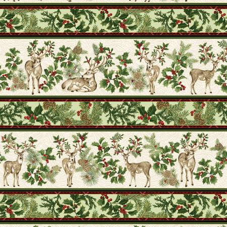 Winter in the Pines - Winter in the Pines Striped Border Cream/Multi