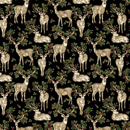 Winter in the Pines - Graceful Deer Black/Multi