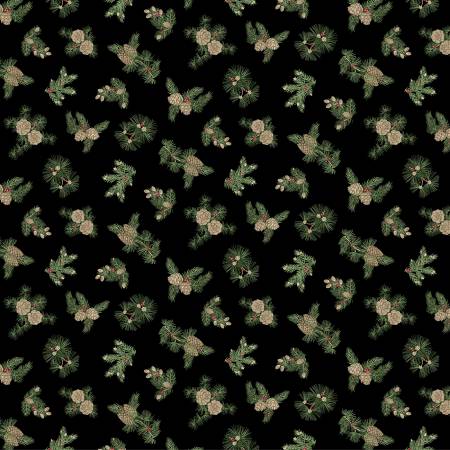 Winter in the Pines - Pine Cones Black/Multi