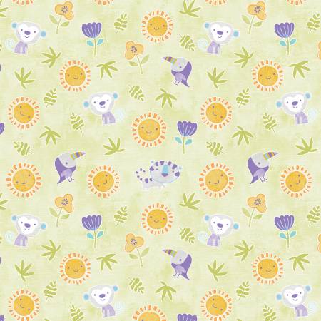 Chalk Baby Flannel - Chalk Sunshine Toss Light Lime Flannel