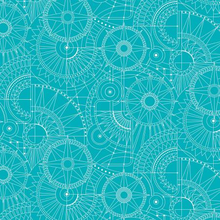 Cityscape Night - Blueprint Teal
