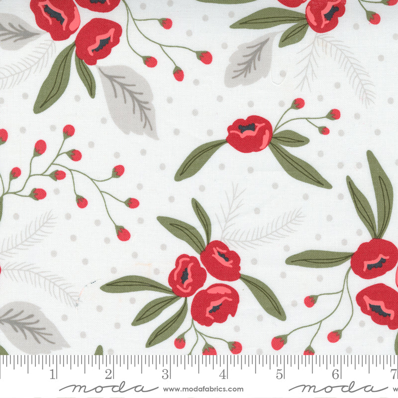 Christmas Morning by Moda - Snow with Red Berries