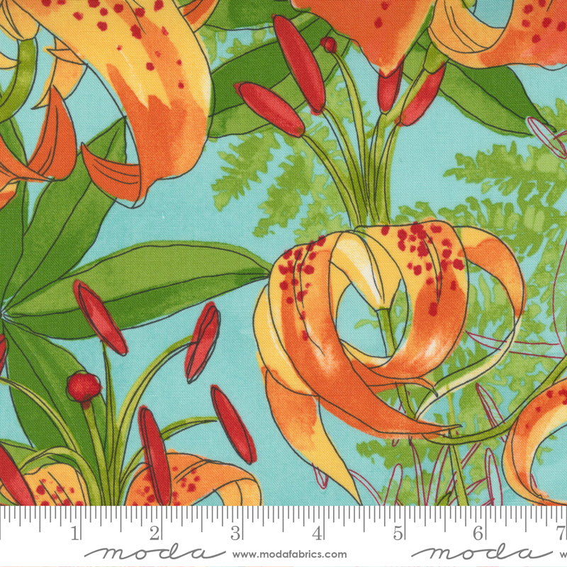 Carolina Lilies Aqua by Moda