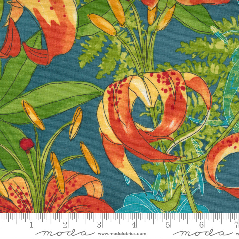 Carolina Lilies Teal by Moda