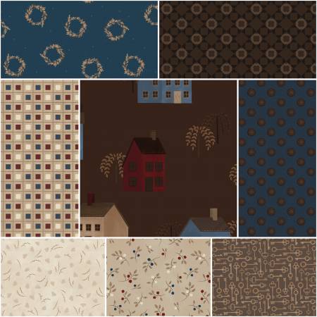 Huckleberry Saltbox - 1 Yard Bundle Brown, 8 Pcs.