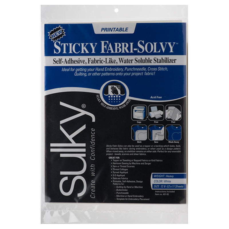 Sulky Printable Sticky Fabri-Solvy 8.5" x 11" - 12ct