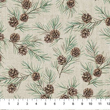 White Linen Christmas - Beige Pine Cones 25430-12