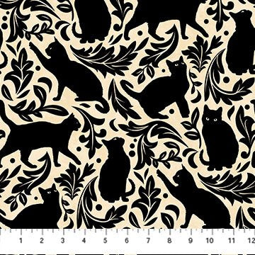 Hallow's Eve - Cat Damask (Cream Black)