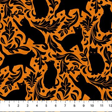 Hallow's Eve - Cat Damask (Orange Black)
