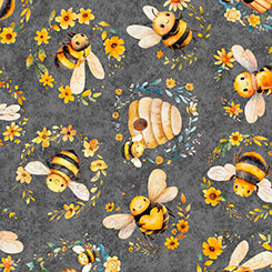 Buzz, Buzz, Buzz - Bees & Beehives Dark Grey