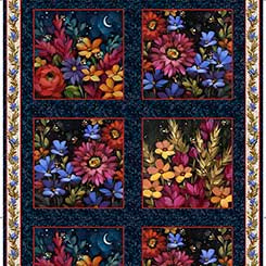 Midnight Petals - Midnight Petals Picture Patches Multi (36" Panel)