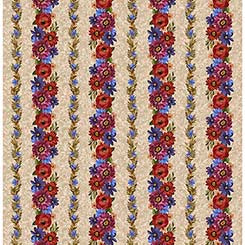 Midnight Petals - Floral Garland Stripe Taupe