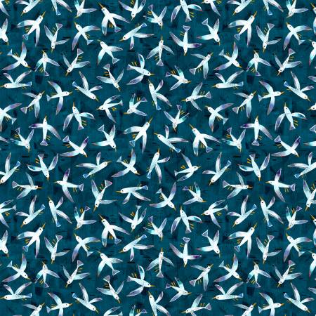 Navy Seagulls Digitally Printed