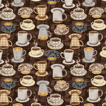 Dark Roast Mug Collection - Coffee Connoisseur by Windham Fabrics