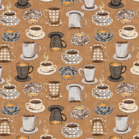 Caramel Mug Collection - Coffee Connoisseur by Windham Fabrics