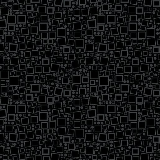 Amazing Poppies - Squares & Dots Grey on Black 625-92