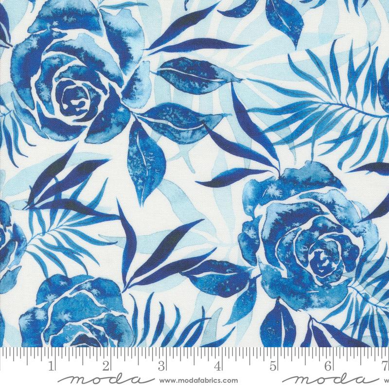 Coming Up Roses - Prussian Rose Florals Roses Watercolor (Cloud Sapphire)