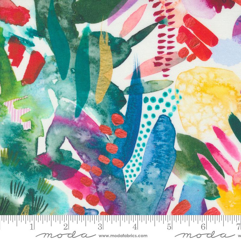Coming Up Roses - First Sight Geometric Watercolor Abstract (Cloud Rainbow)