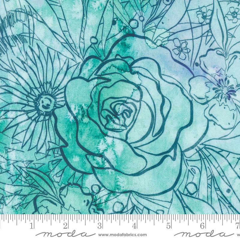 Coming Up Roses - Their Garden Florals Watercolor (Robins Egg)