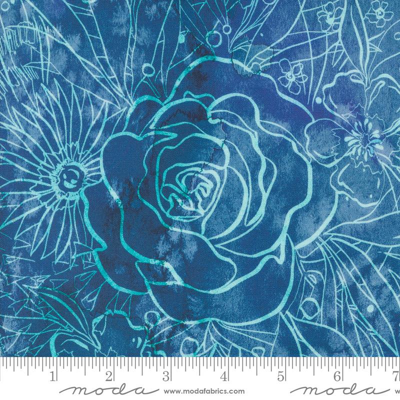Coming Up Roses - Their Garden Florals Watercolor (Sapphire)