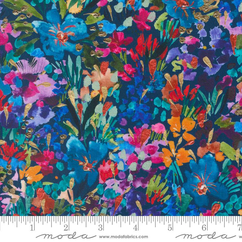 Coming Up Roses - Rayon Field Of Dreams Florals (Sapphire)