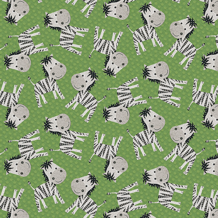 At The Zoo - Zebras 6607-69 Green