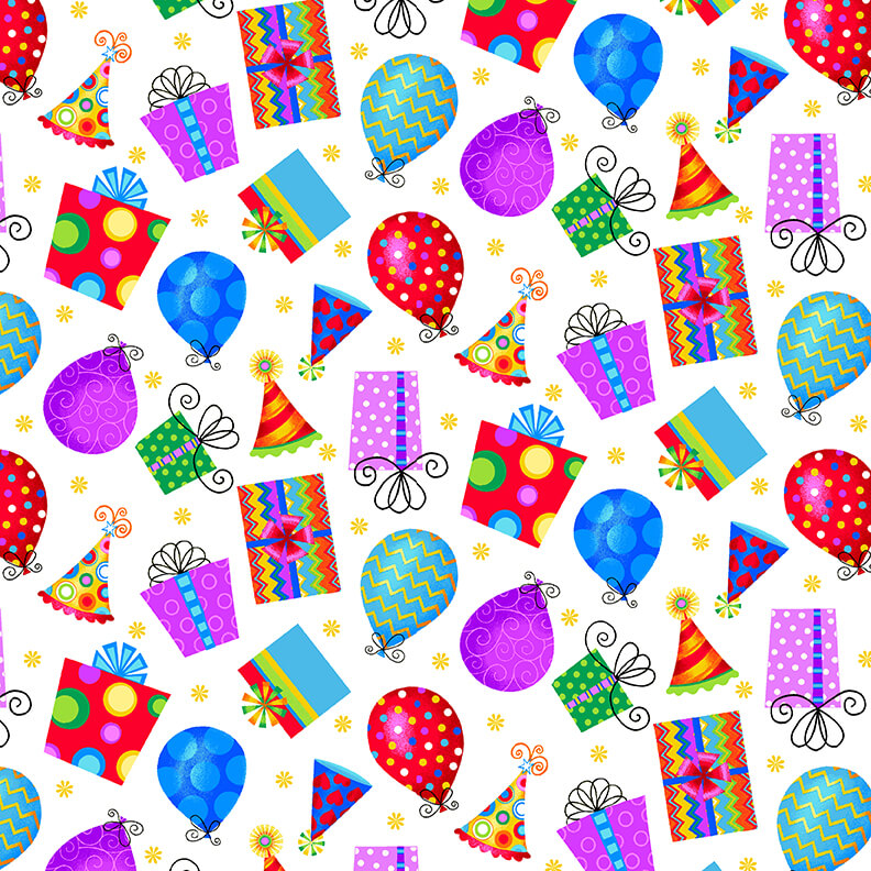 Party Time! Hats & Balloons 6648-87 Multi ||