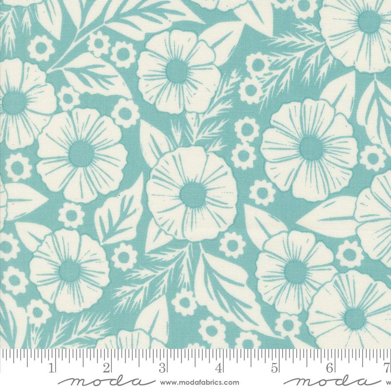 Field Of Flowers - Flower Paper Florals Block Print Robins Egg