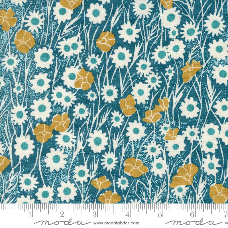 Field Of Flowers - Poppy Field Florals Block Print Peacock