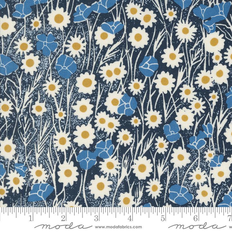 Field Of Flowers - Poppy Field Florals Block Print Navy