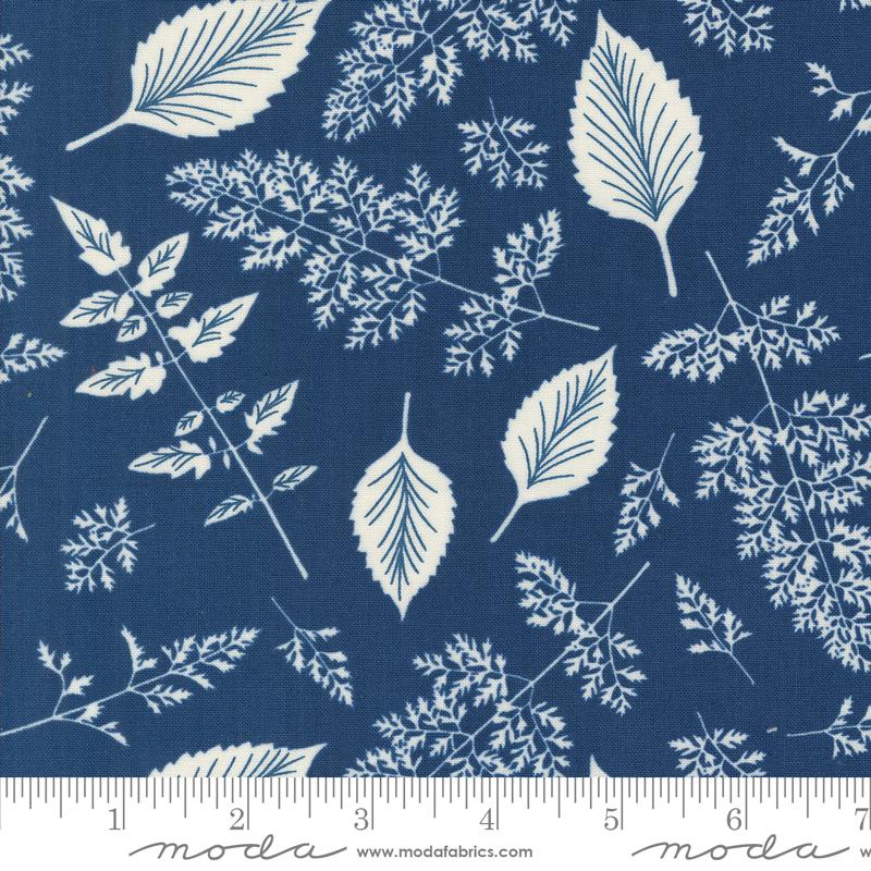 Field Of Flowers - Leaf Pattern Blenders Leaf Block Print Indigo