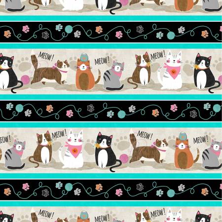 Purrfect Partners - Repeating Stripe