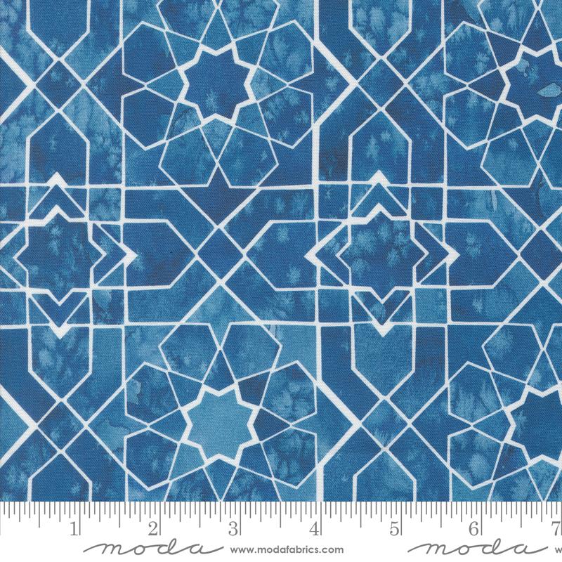 Sunshine & Blue Skies - Mosaic Sky Geometrics Watercolor Indigo