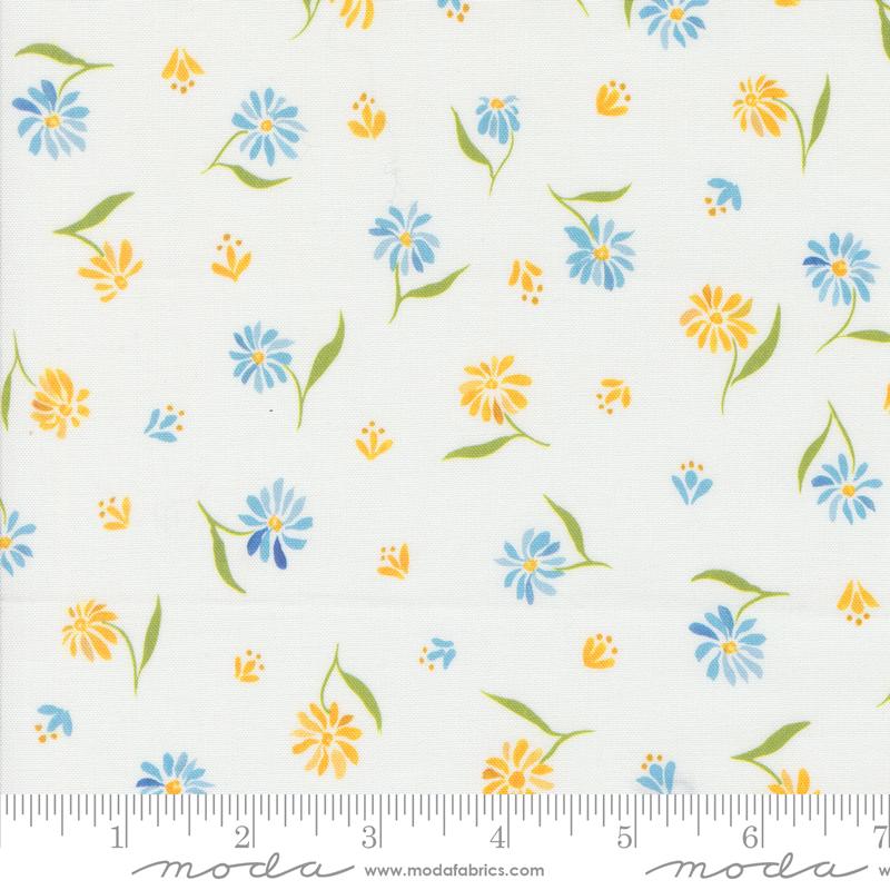 Sunshine & Blue Skies - Ditzy Daisy Florals Watercolor Cloud