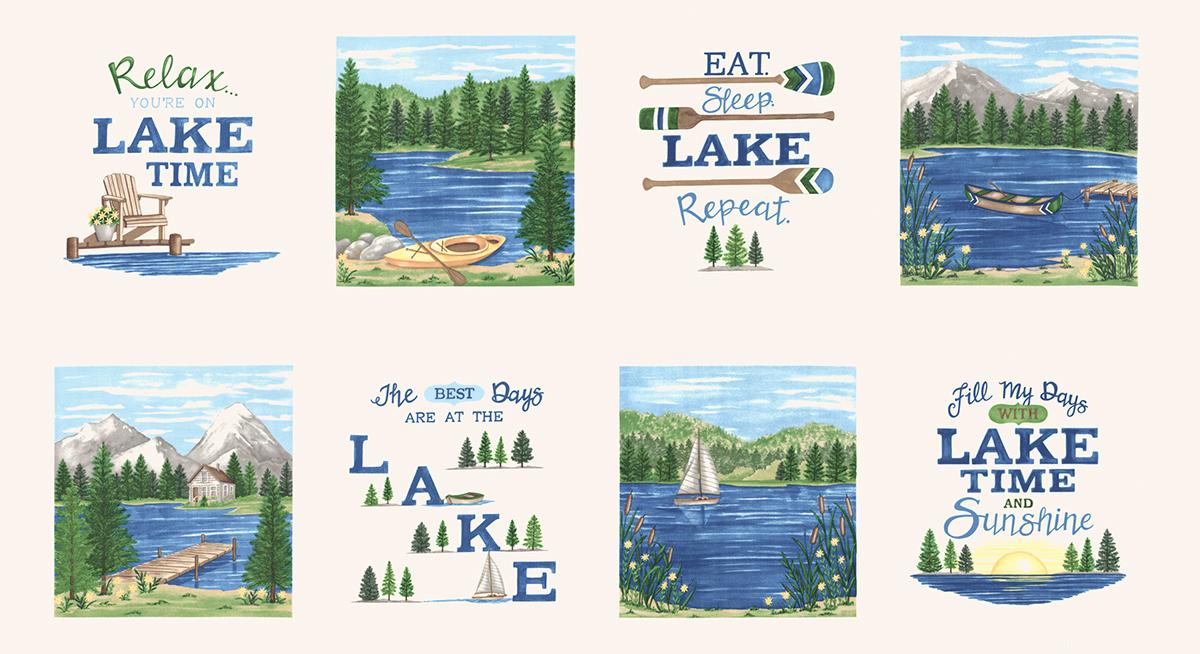 On Lake Time - On Lake Time Panel 24" x 44" Panels Cloud White