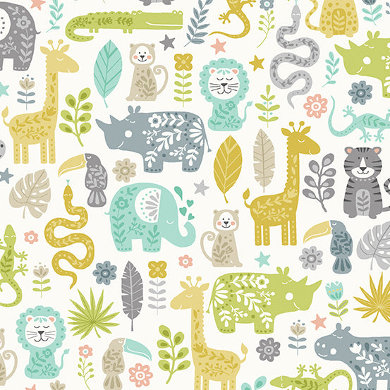 Baby Safari by Makower Montage UK TP-2447-W