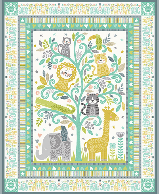 Baby Safari by Makower Panel Cut UK TP-2453-T