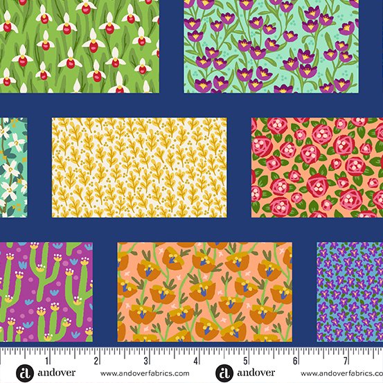 Floral States of America - Brick Layout Cheater Quilt