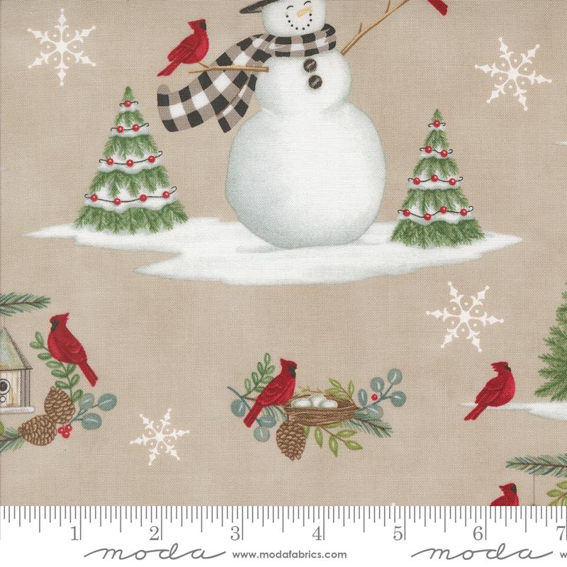 Winter Friends - Snowman and Cardinal Allover Landscape and Nature Trees Fog