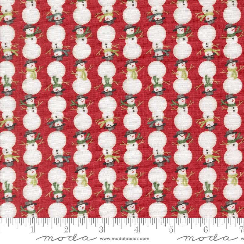 Winter Friends - Stacked Snowmen Novelty Stripe Snowman Winter Berry Red