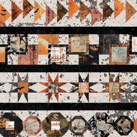 Scary Spice - Sepia Quilt Blocks Border 4 Inch stripes with 1 inch black