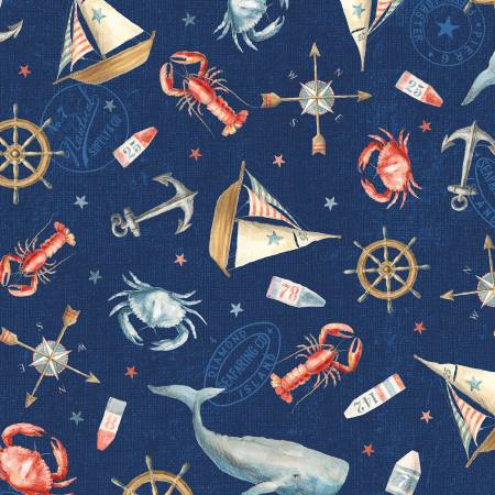 At the Helm - Blue Nautical Icons